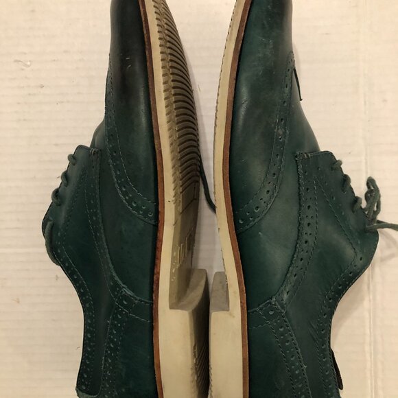 J.D.fisk men\'s dark green leather lace up Oxford shoes  size: 10